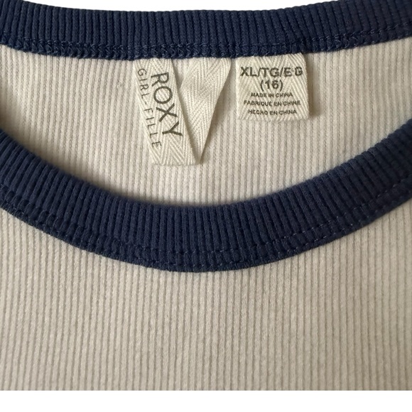 Roxy Girl Ribbed Raglan T-Shirt Size XL 16 Stretch - Picture 2 of 3
